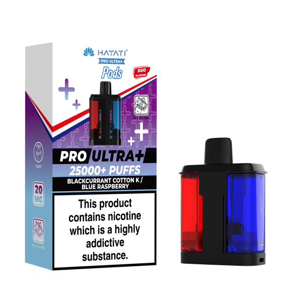 BLACKCURRANT COTTON K/BLUE RASPBERRY - HAYATI PRO ULTRA PODS 25K+
