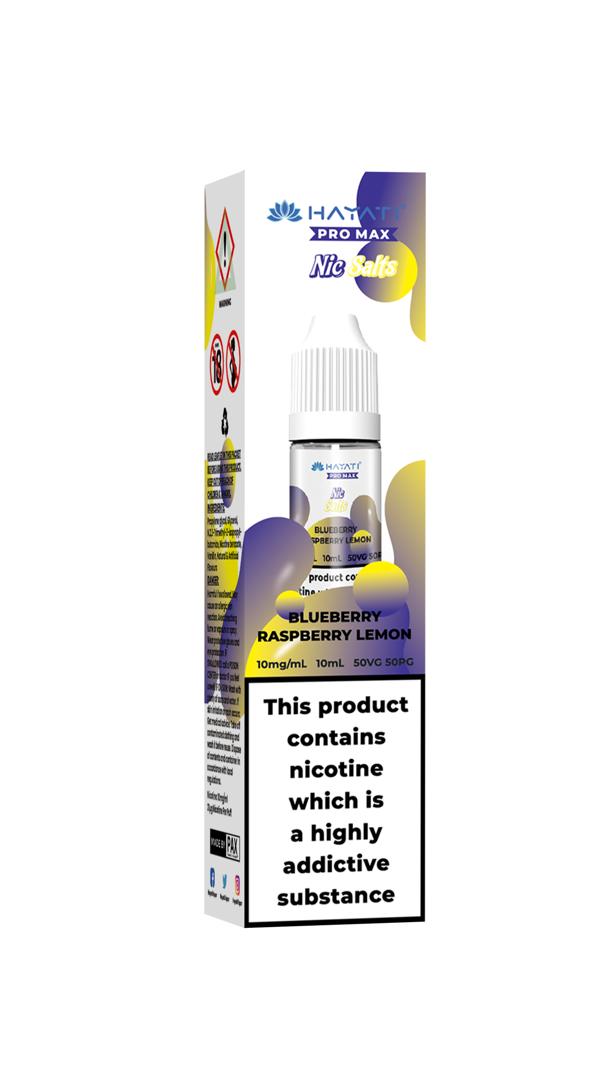 BlueberryRaspberryLemon_HayatiProMaxNicSalts_8e10384e-23ef-414b-8f11-daacbc497c93 BLUEBERRY RASPBERRY LEMON - HAYATI NIC SALTS 10 MG - Image 1