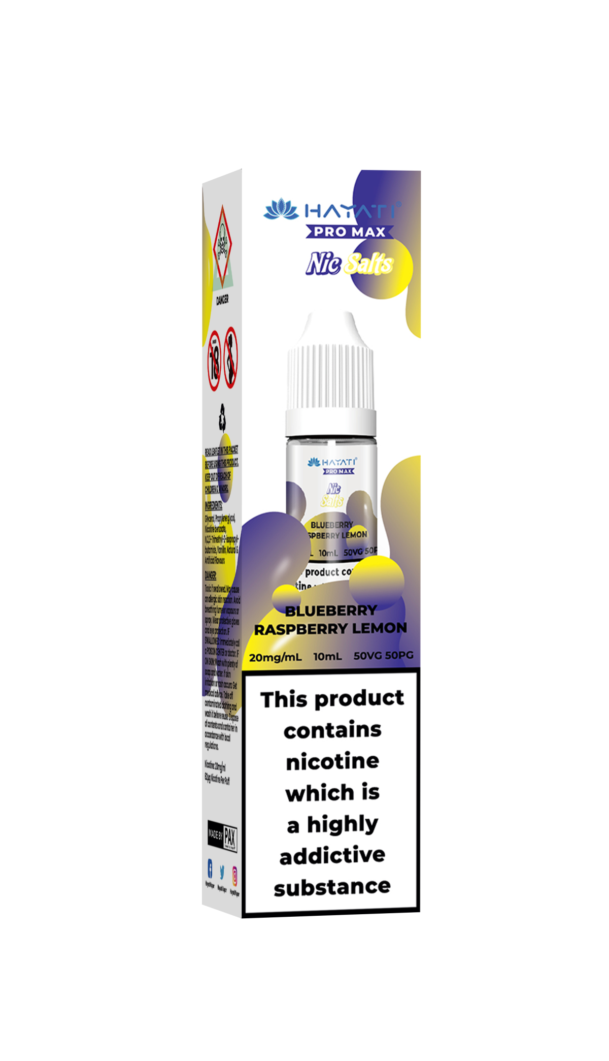 BlueberryRaspberryLemon_HayatiProMaxNicSalts_99a587b0-4b22-4857-b0c3-95e7ddfe26f8 BLUEBERRY RASPBERRY LEMON - HAYATI NIC SALTS 20 MG - Image 1