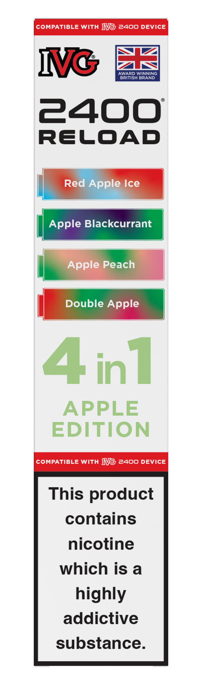 IVG-Reload-Pods-Apple-Edition-Box-Flat_0242c80d-e3ea-44c3-80cd-0afec27d1889 Apple Edition - IVG 2400 RELOAD POD - Image 1