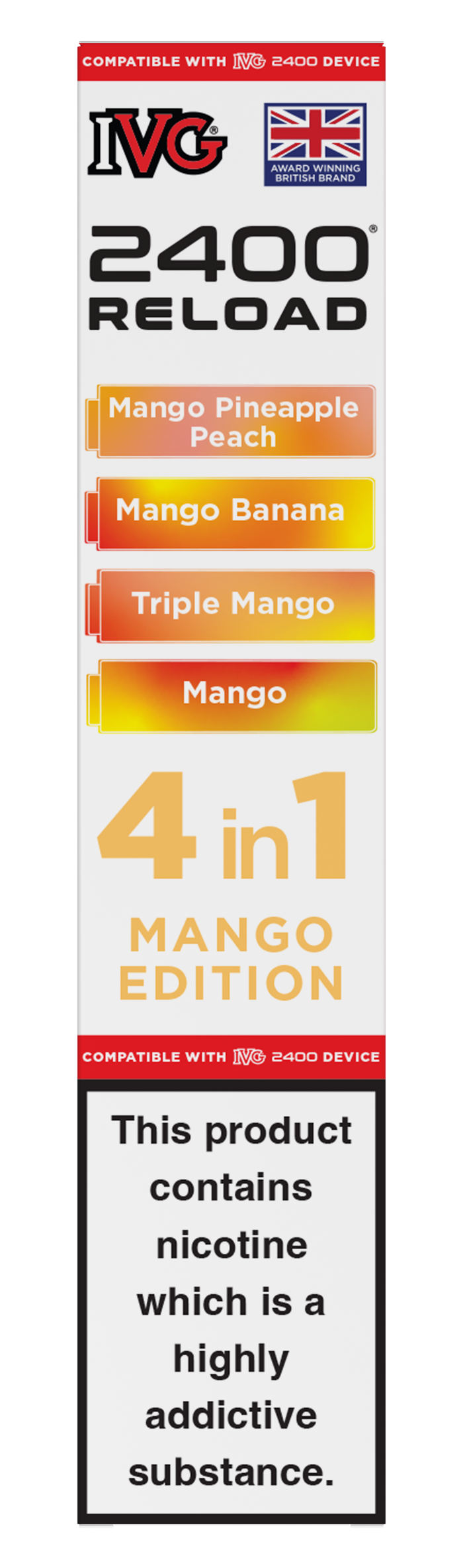 IVG-Reload-Pods-Mango-Edition-Box-Flat_4bc60e5e-f1e8-4909-8436-e7a129fde26b Mango Edition - IVG 2400 RELOAD POD - Image 1