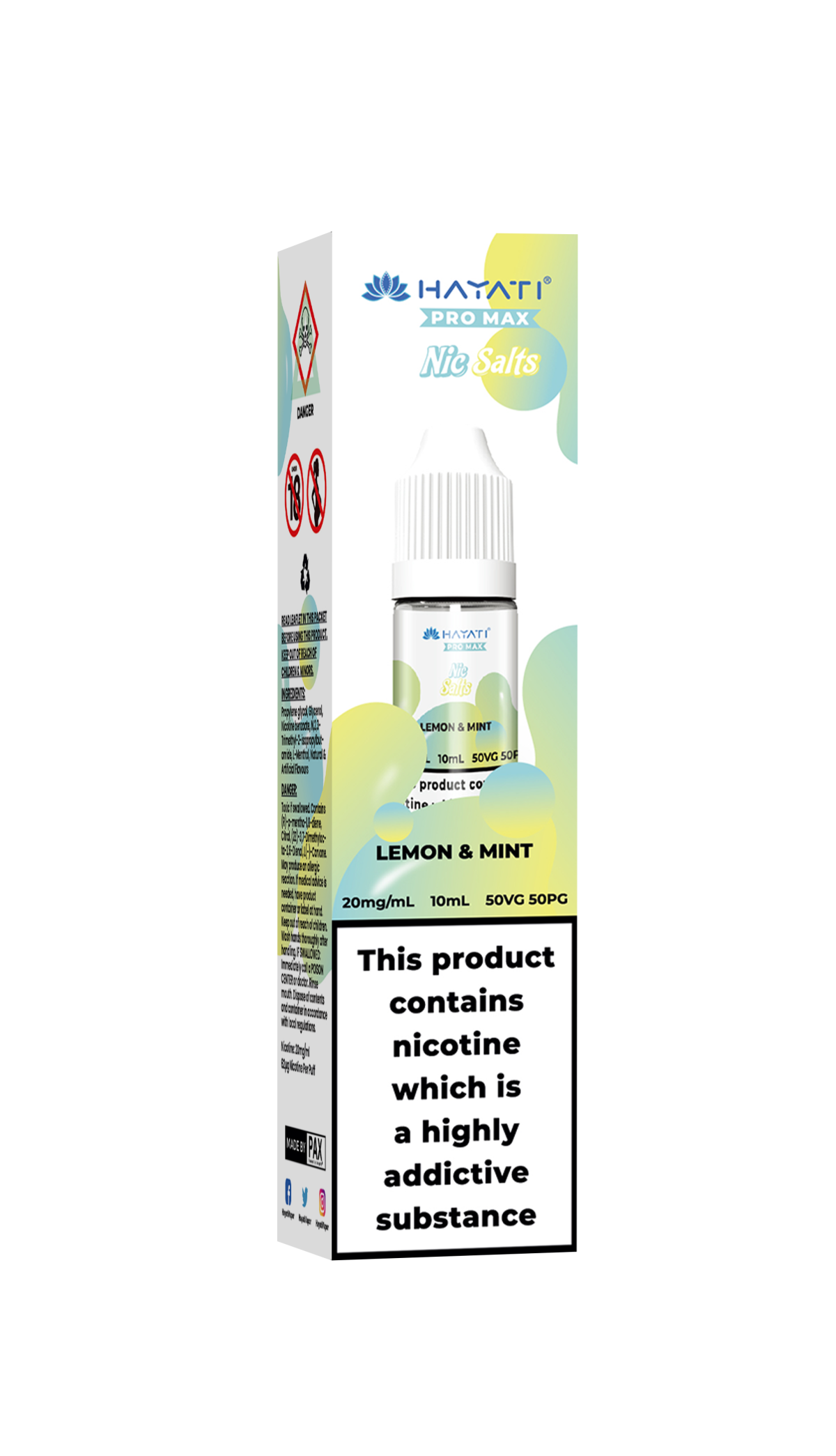 Lemon_Mint_HayatiProMaxNicSalts_fae769f3-ae46-4ef8-8985-d4c26ae053f8-1 LEMON & MINT - HAYATI NIC SALTS 20 MG - Image 1