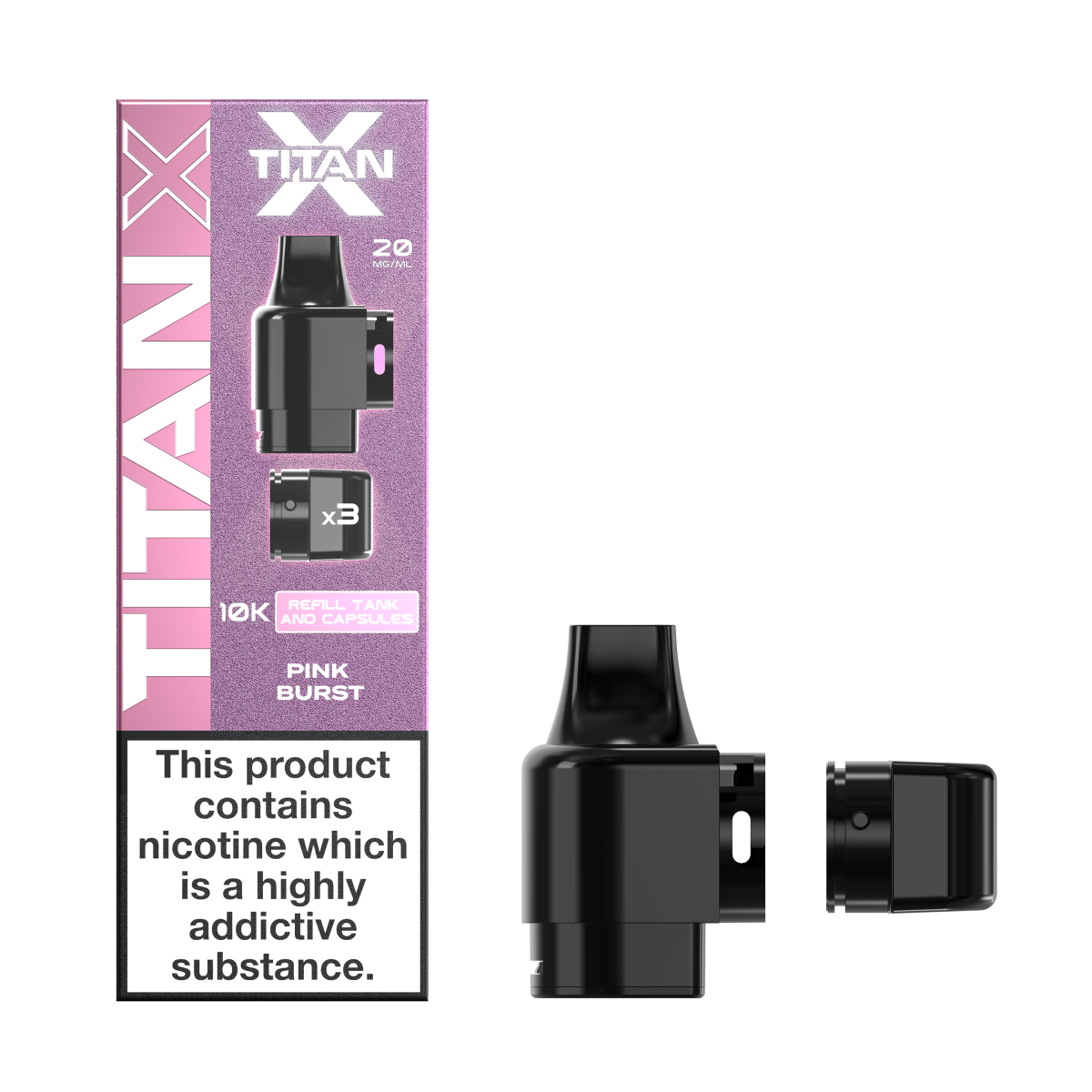 REFILLTANKANDCAPSULES-boxfront-pinkburst PINK BURST - TITAN X POD - Image 1