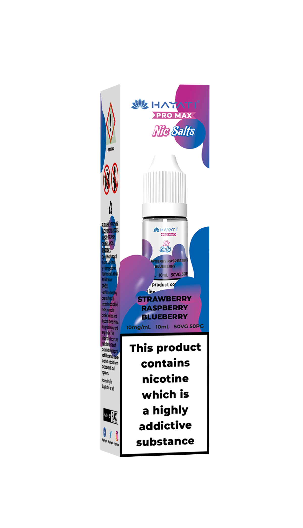 StrawberryRaspberryBlueberry_HayatiProMaxNicSalts STRAWBERRY RASPBERRY BLUEBERRY - HAYATI NIC SALTS 10 MG - Image 1