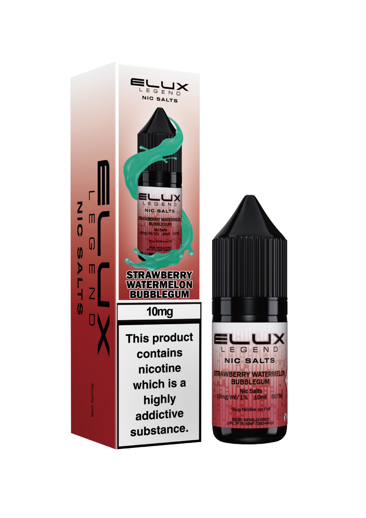 Strawberry Watermelon Bubblegum - ELUX NIC SALT 10 MG - Image 1