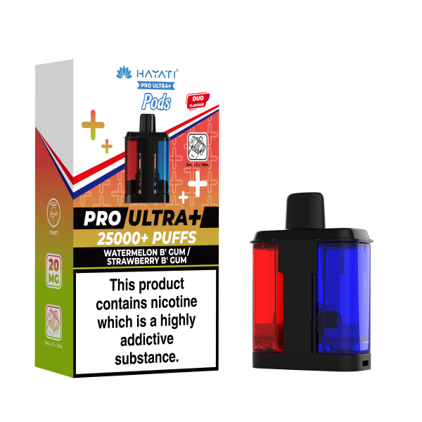 WATERMELONB'GUM/STRAWBERRY B'GUM - HAYATI PRO ULTRA PODS 25K+